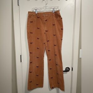 Lilly Pulitzer Corduroy Brown Tan Caramel Horse Embroiderer Pant size 10